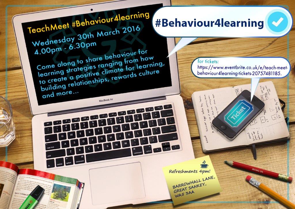 GreatSankeyHS's tweet photo. delighted that @JustTeachersUK are sponsoring TeachMeet #behaviour4learning 30/3/16 4pm - have you booked yet? https://t.co/KXZ7R9gtja