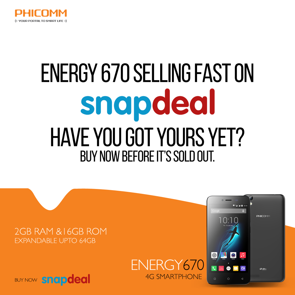 PHICOMMIndia's tweet photo. The E 670 is already selling fast. Hurry, get yours now.
Get it on Snapdeal https://t.co/uF1ooDgHKZ