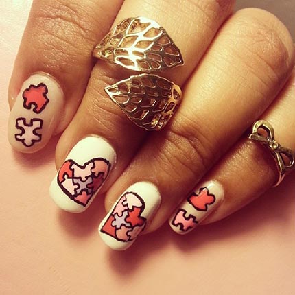 #ValentinesDay #manicure with a puzzle #nailartdesigns