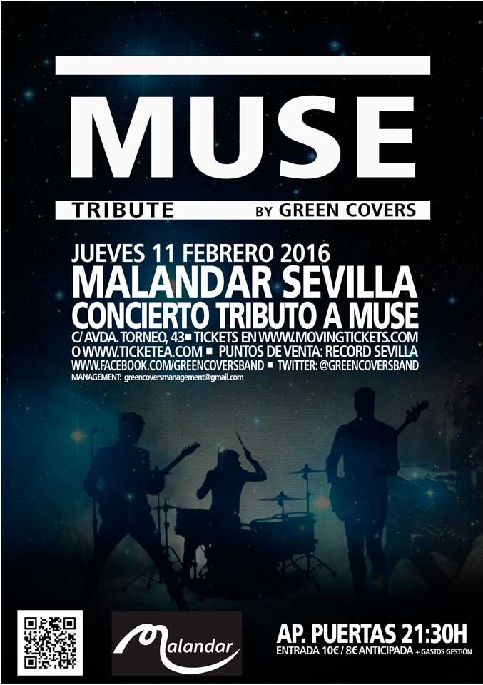 #hoyenconcierto 🎤 #MuseTribute by <a href="/GreenCoversBand/">GREEN COVERS TRIBUTES</a> en <a href="/SalaMalandar/">Sala Malandar</a> #Sevilla Entradas ➡ movingtickets.com/muse-tribute-b…