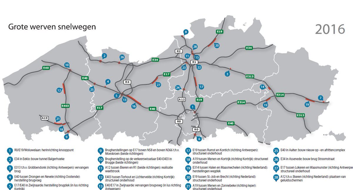 flanderstoday's tweet photo. Traffic agency reveals roadworks planned for 2016 in Flanders. https://t.co/pwm2TJxo5J