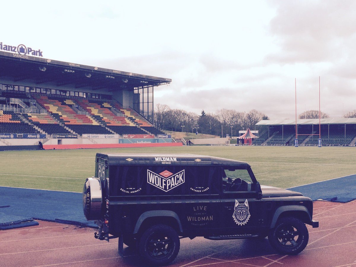 Wolfpack_Lager's tweet photo. The Landie returns this Sunday with a vengeance. Β£20=5 pints. @Saracens @LandRover #wolfme https://t.co/2ow9ghnEH5