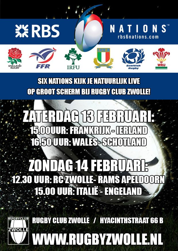 #sixnations #rugby kijk je dit weekend natuurlijk op groot scherm bij <a href="/RCZwolle/">RC Zwolle</a> Welkom allen!