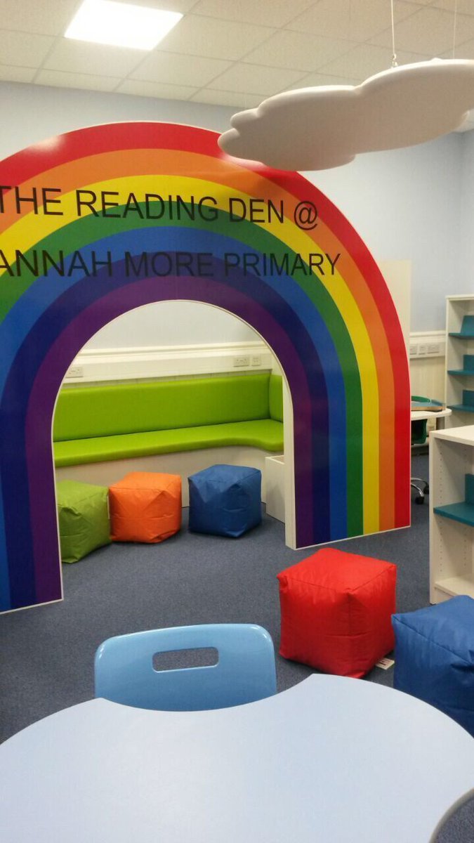 DemcoInteriors's tweet image. Somewhere over the rainbow reading den we created for Hannah More Primary School. #schoollibrarydesign