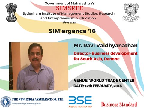 simsree's tweet photo. @simsree presents #SIMergence16 @ #WTC on 12 Feb.Mr Ravi Vaidhyanathan, Director- BD South Asia @Danone is on panel https://t.co/Zop5ZuiRZ2