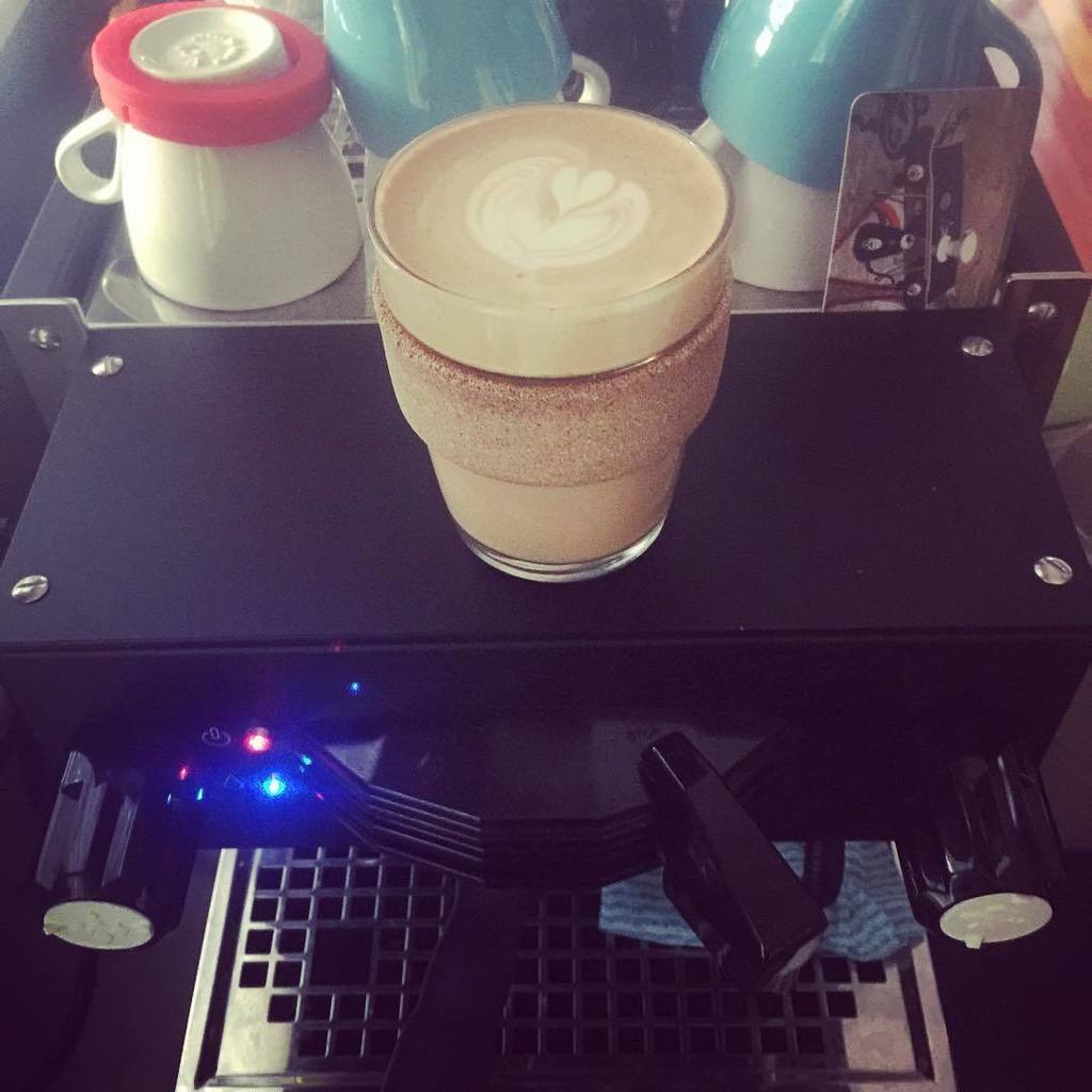 Morning quad shot for the road. 12oz of milk needs at least three shots, preferably 4 IMHO