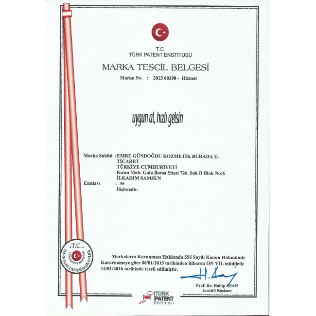 Sitemizin sloganı "uygun al,hızlı gelsin" artık bir marka olarak tescillendi. kozmetikburada.com.tr #kapıdaödeme