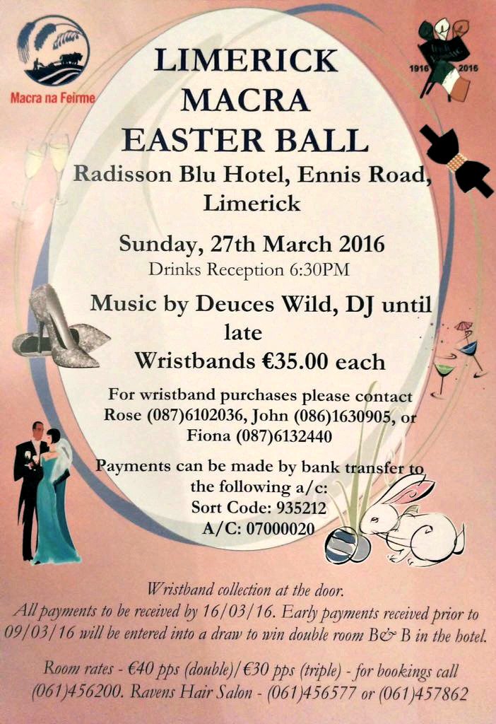 The Limerick Macra Ball is on 27th March <a href="/RadissonBluLime/">RadissonBluLimerick</a> <a href="/kathrynegan18/">Kathryn Egan</a> - check is out here!
