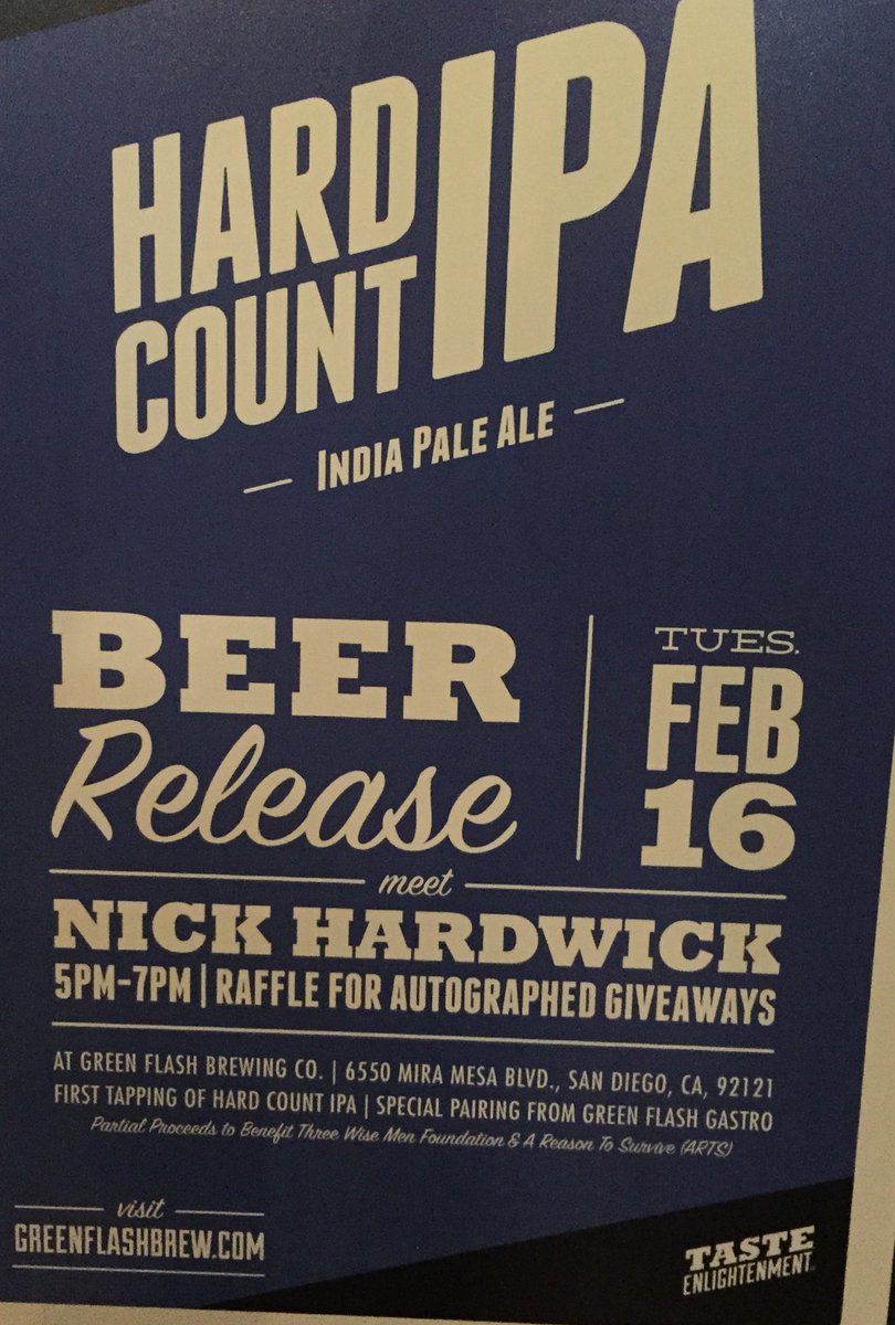 NickHardwick's tweet photo. Mark your calendar! @GreenFlashBeer @MattDArrigo @nathanfletcher @3WMFoundation https://t.co/7hIAOjyZFO