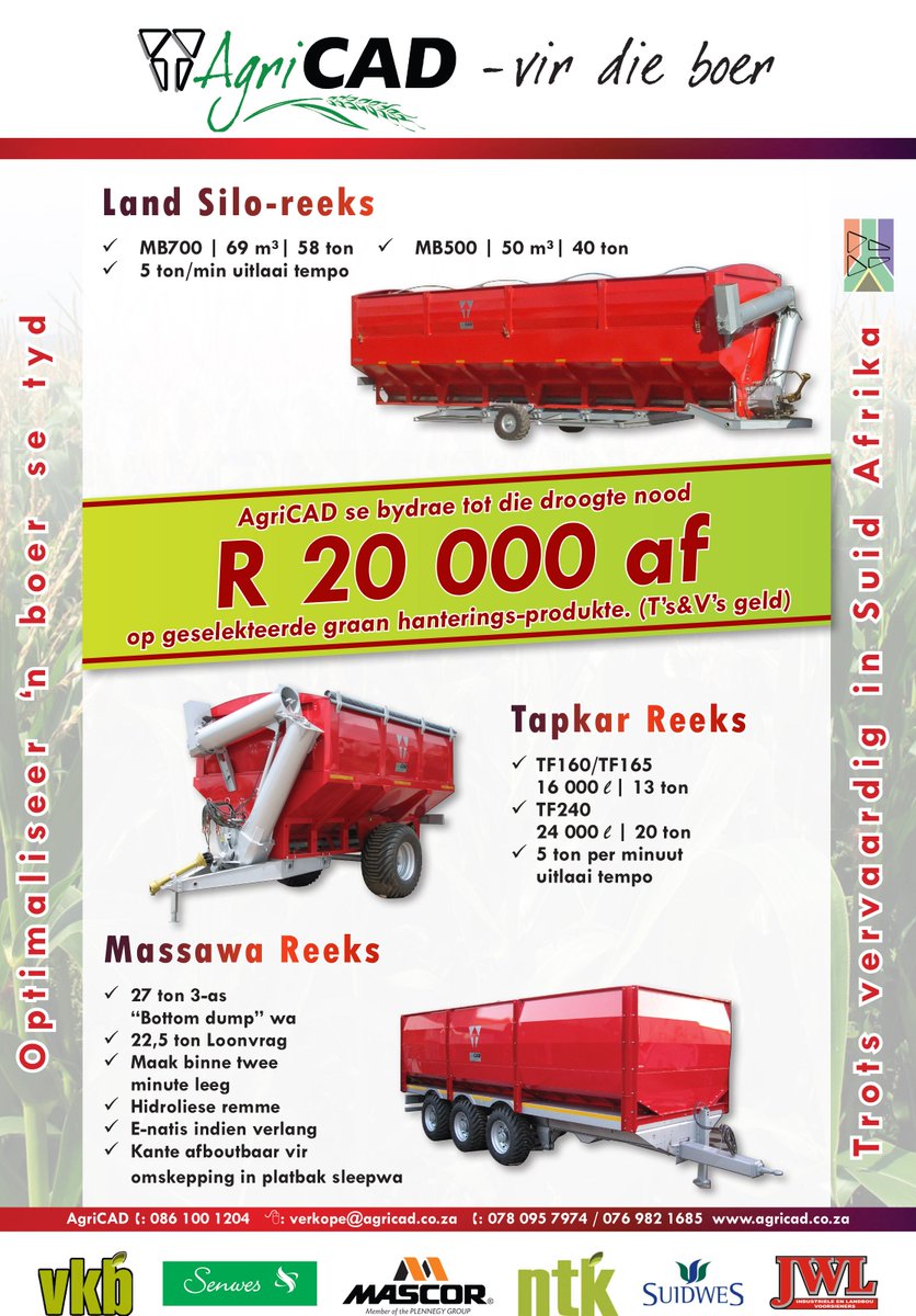 GunnTrackSA's tweet photo. AgriCAD bied R20 000 af op aangehegde oeshanterings implemente. Lees meer hier - https://t.co/N1i390Wehb https://t.co/JzKMhImFyP