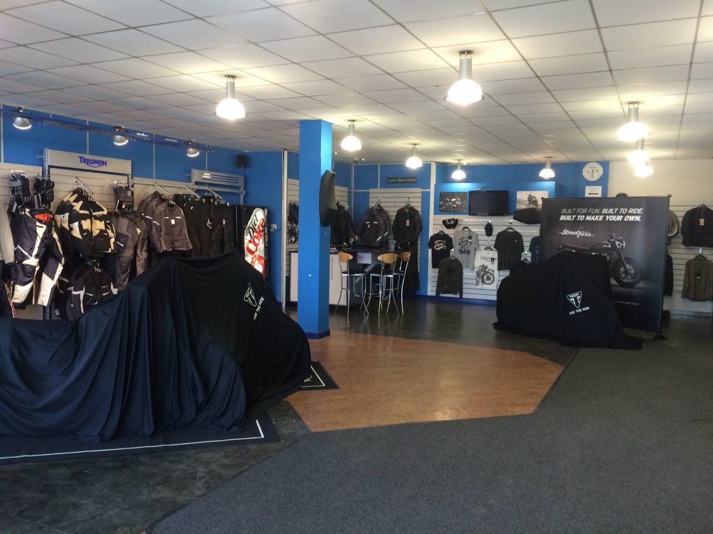 Triumphswindon's tweet photo. All ready for the Street Twin launch tonight @UKTriumph https://t.co/2hL1cr1OYz