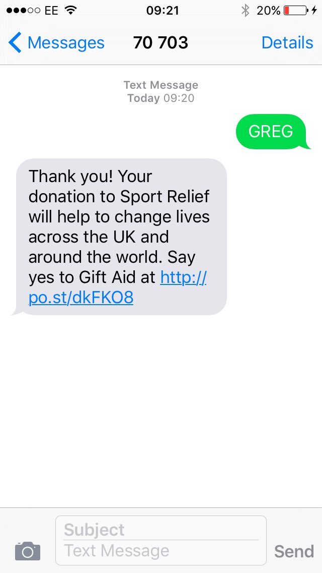 KellyFindlay's tweet photo. @gregjames what a guy! Hats off, you're doing an amazin job! Text to donate and show ur support! @BBCR1 @sportrelief https://t.co/w9tgP2vufT