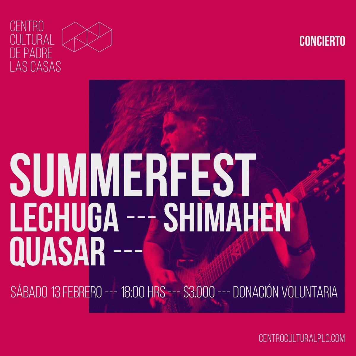 culturaplc's tweet photo. Summer Fest, este sábado desde las 18:00hrs.#CCPLC https://t.co/N5rOZkvWlU @redculturacl @culturaraucania https://t.co/4qBTBcgN5l