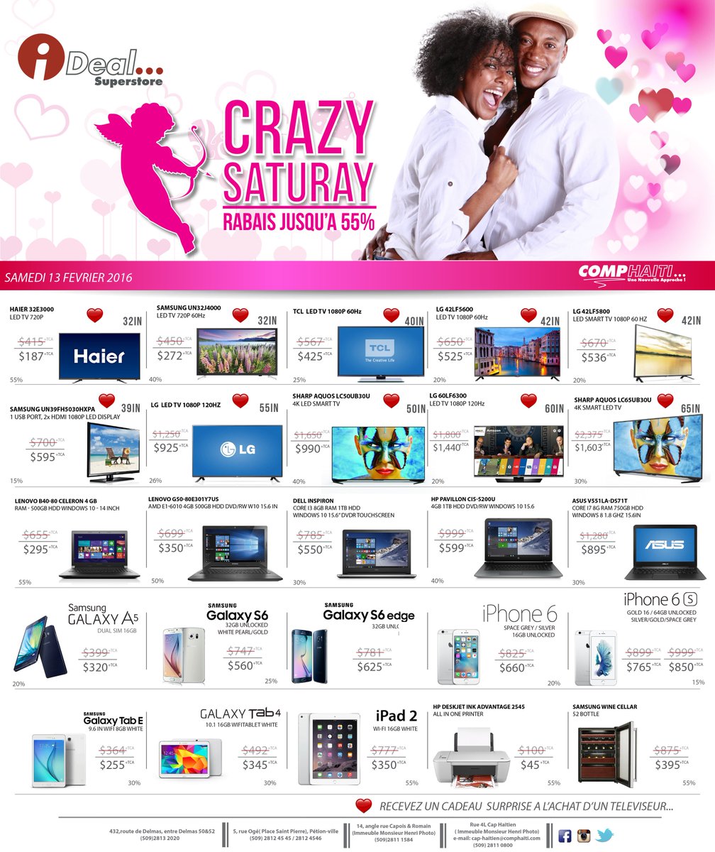 GroupeCompHaiti's tweet image. Profitez du Spécial #StValentin pour faire des heureux... #ComPromo #CompHaiti