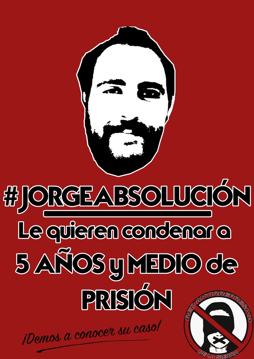 Seguimos luchando la absolución de Jorge. 5 años y medio por exigir sus derechos.
Apoya, difunde.
#JorgeAbsolucion