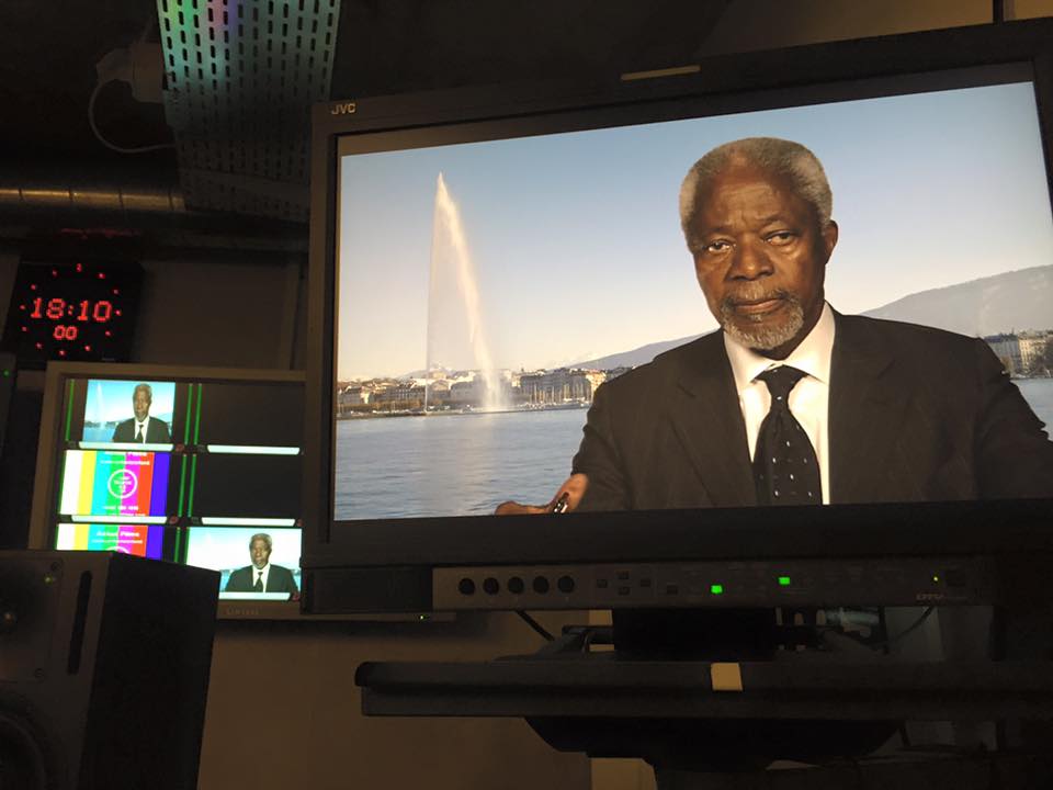 "Throwback" <a href="/KofiAnnan/">Kofi Annan</a> in our studio #actua #duplex #live #satellite