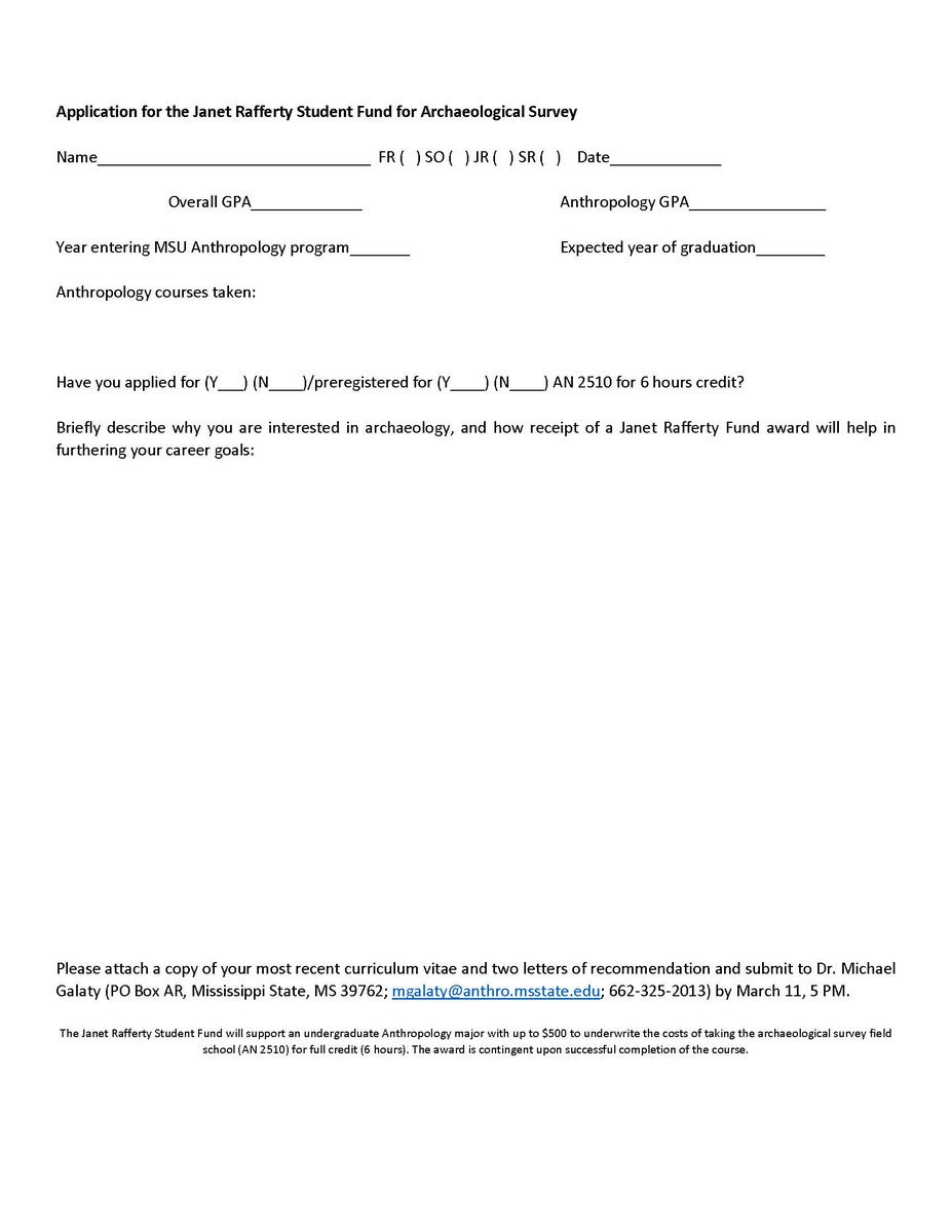 Information &amp; application for The Janet Rafferty Student Fund for #archaeology #survey <a href="/Anthromsu/">Anthropology Club</a>