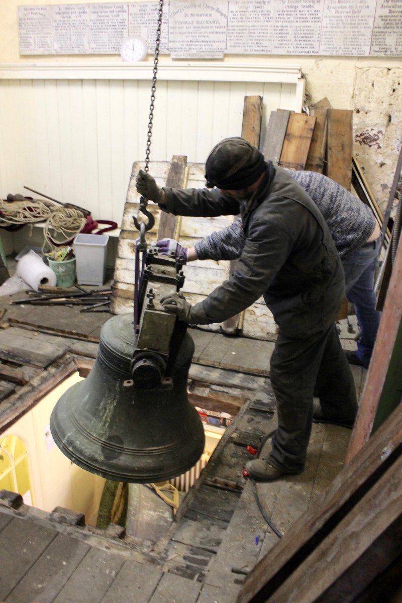 AnalogPuss's tweet image. All 10 of the bells in St Mary&apos;s Church, Walthamstow Village have now been taken down from the tower for restoration