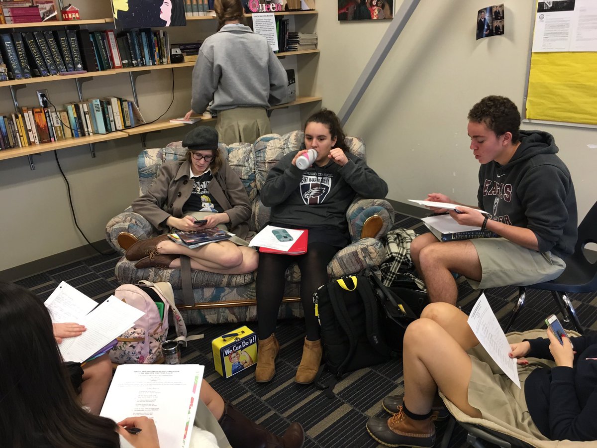 English_Diva's tweet photo. Putting the new seating to use with group essays! #APLit2016 https://t.co/c154wMnDDs