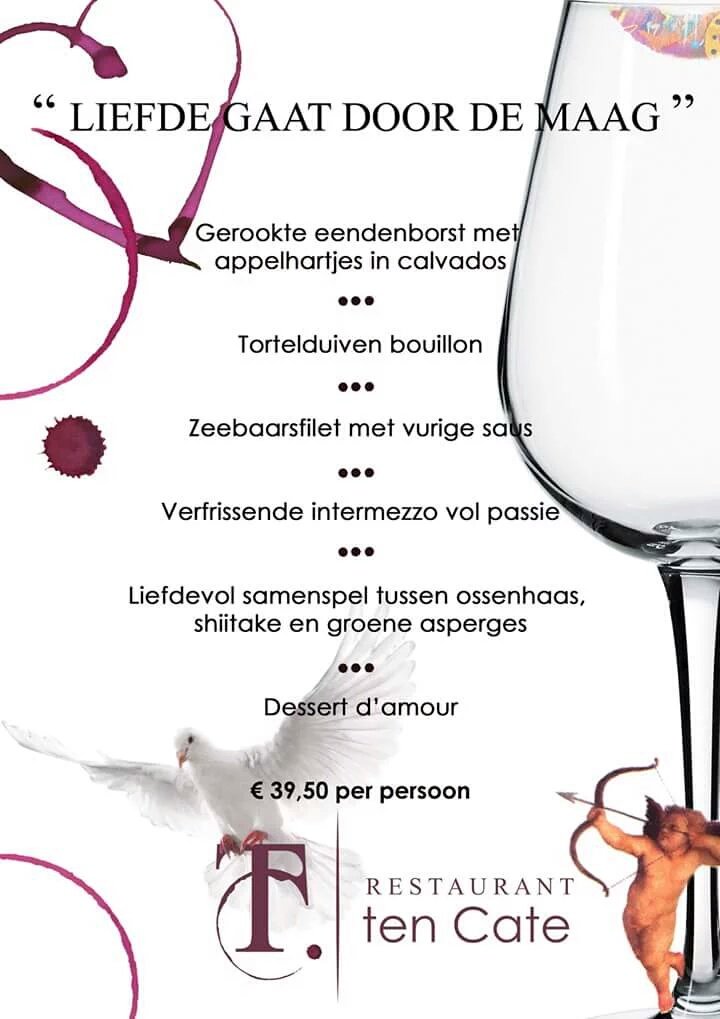 Ga je nog uit eten met je geliefde? Denk dan ook aan onze sponsor  <a href="/HoteltenCate/">Hotel ten Cate</a> #ValentinesDay