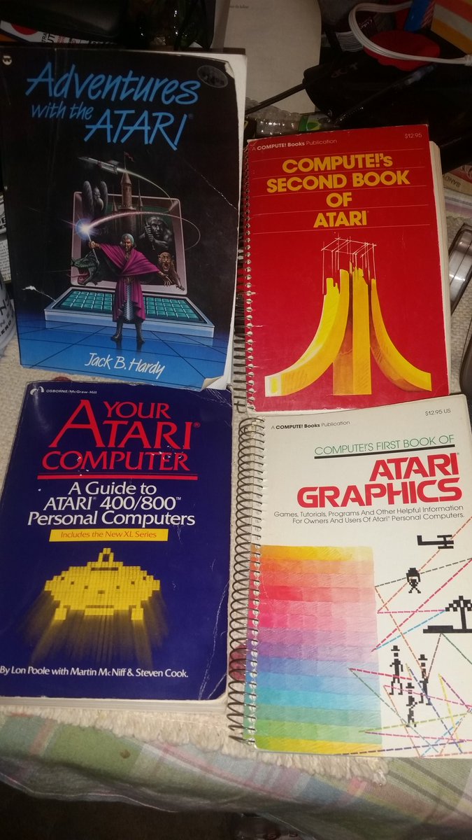 ColonelKernel's tweet photo. Just got my #programming books last night #atari #retro #atari400 #basic #geek https://t.co/Ux7pBdpagl