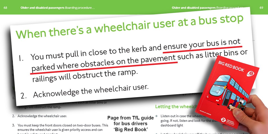 TransportForAll's tweet image. Dear London bus drivers, here is a useful reminder of the boarding procedure for wheelchair users! #BigRedBook #a11y