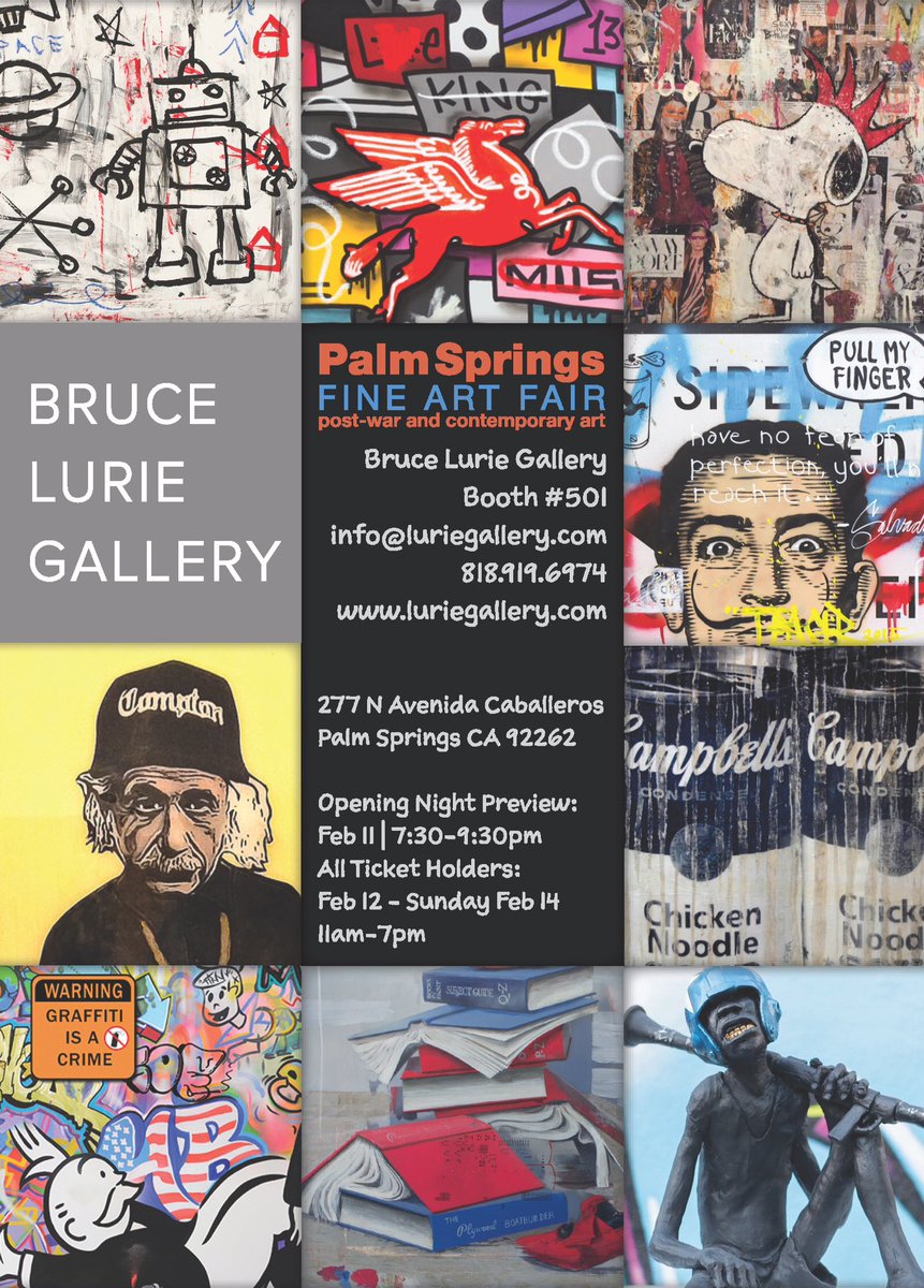 Palm Springs Fine Art Fair tonight 6-9:30, Friday- Sunday 11am-7pm. luriegallery.com/event/palm-spr…