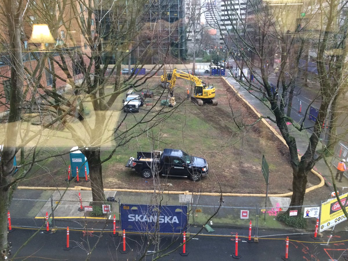 BIDSPDX's tweet photo. Skanska and DeWitt Excavating starting the new Porter Hotel!  #excavation #pdxevents #safetyfirst #construction https://t.co/op6GmAkkyj