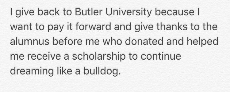 katiecessna's tweet image. Here's why I gave back to @butleru today! Why did you? #BUDayOfGiving