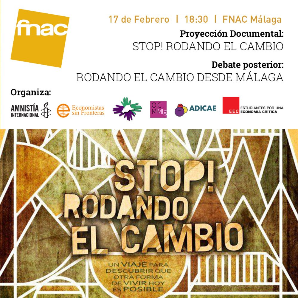 Proyección de STOP:Se rueda el Cambio en Málaga el Miércoles 17 <a href="/EsFAndalucia/">EsF Andalucía</a> <a href="/AiAndalucia/">Amnistía Andalucía</a> <a href="/MalagaComun/">Málaga Común</a> <a href="/EECMalaga/">Economía Crítica Málaga</a>