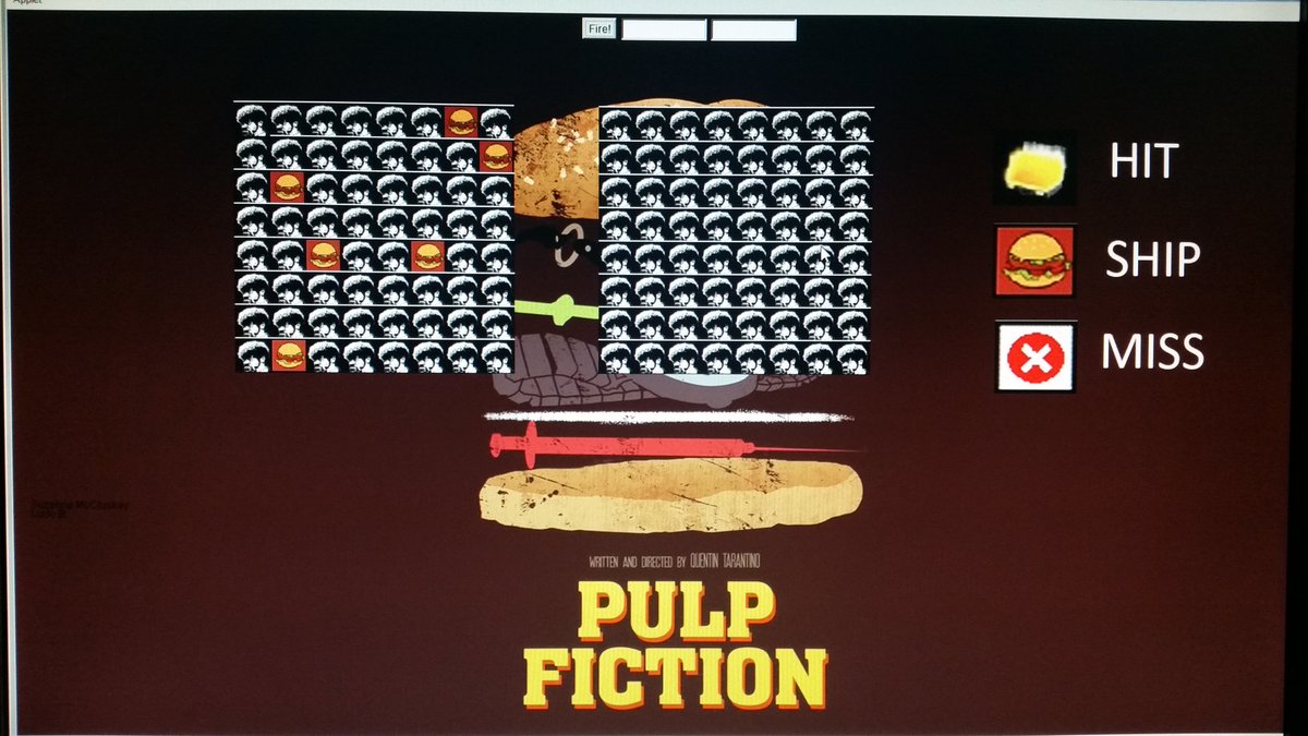 SUtheKITTY's tweet image. Worked on my #battleship game today. Love #PulpFiction #GameGoals