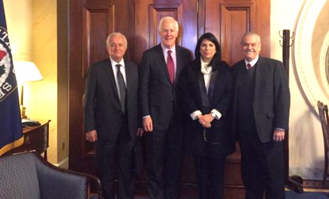 mbasanez's tweet image. Con los Senadores @MarcelaGuerraNL de Nuevo León y @VHermosilloBC de Baja California Norte; y @JohnCornyn de Texas.