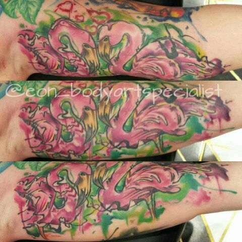MrTanksTattoos's tweet photo. Custom watercolor flamigoes done at Mr. Tank's Tattoos in #Denver #MrTanksTattoos #TeamMoBlack https://t.co/L9oJunhToy