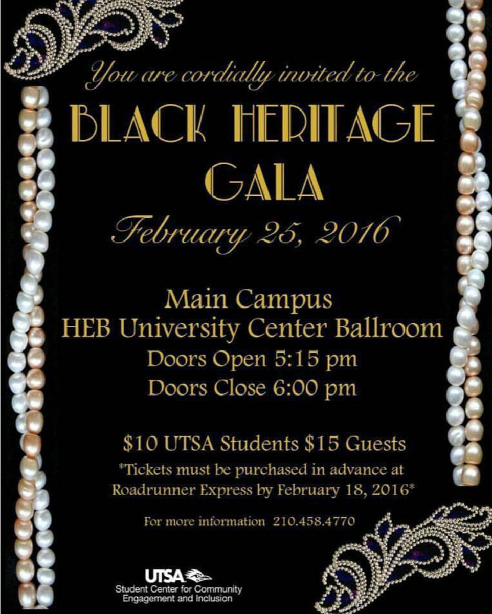 UTSANPHC's tweet photo. Black Heritage Gala, Feb 25th! Tickets only $10. Do not miss out on this great event! https://t.co/IWokXXrGyu