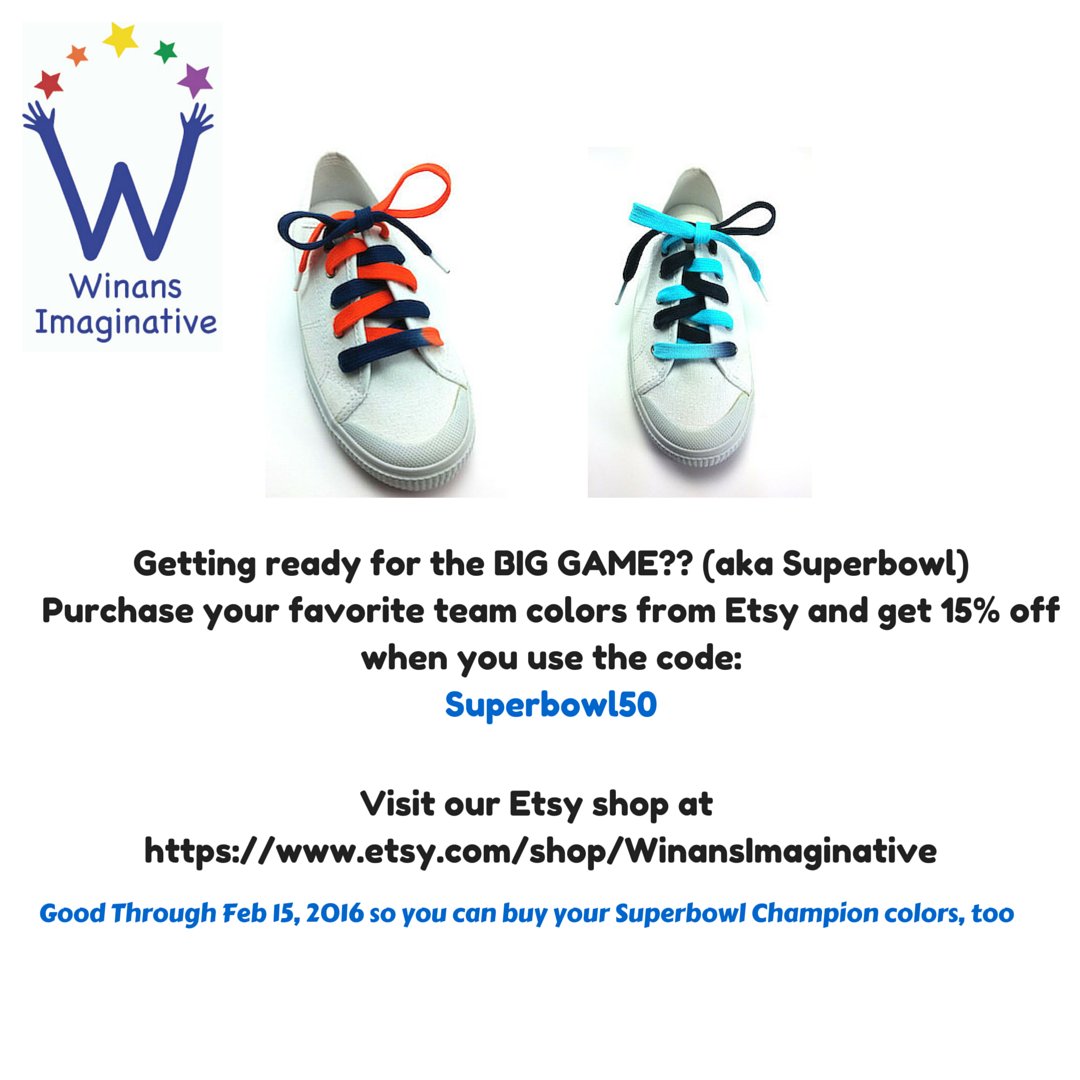 TyeTheShoe's tweet image. Don't forget to buy Bronco colored shoelaces (or any color for that matter) using the coupon below! #Tyes #etsy
