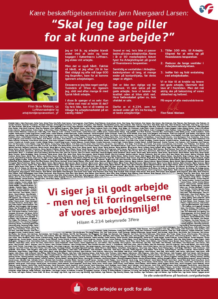 I morgen indrykker 4234 3Fere helside i <a href="/EkstraBladet/">Ekstra Bladet</a> ifm samråd: Stop nedskæringer på arbejdsmiljø #dkpol #arbejde