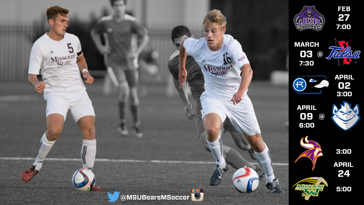 MoStateMSOC's tweet photo. ICYMI: The #MSUBears will play six spring games starting Feb 27. Check out https://t.co/vr3hgyrlUN for more info🐻⚽️ https://t.co/w3gghPZMCC