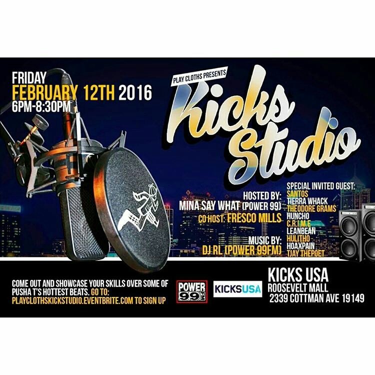 playcloths's tweet photo. PHILLY. TOMORROW!!! #OURGANG x @kicks_usa #KicksStudio launch hosted by @minasaywhat & @frescomills | BARS WANTED! https://t.co/epasKwzRwU