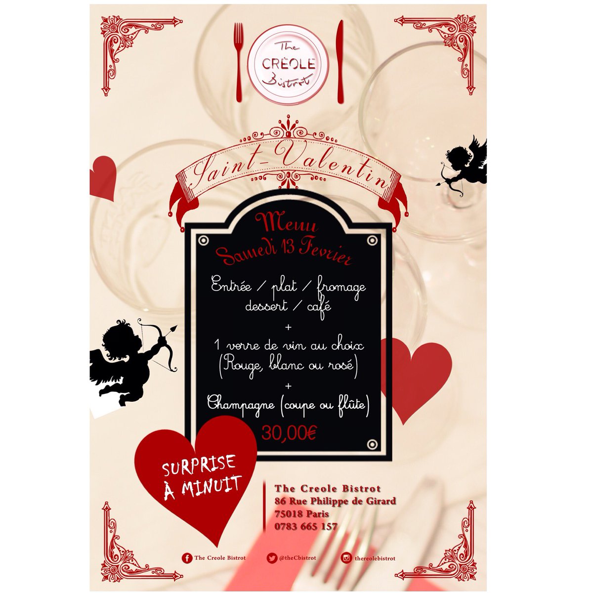 theCbistrot's tweet photo. Offre spéciale St Valentin au #CreoleBistrot 

#food #FoodInParis #CreoleFood #instafood #healthyfood #food https://t.co/NhPp12g8xx