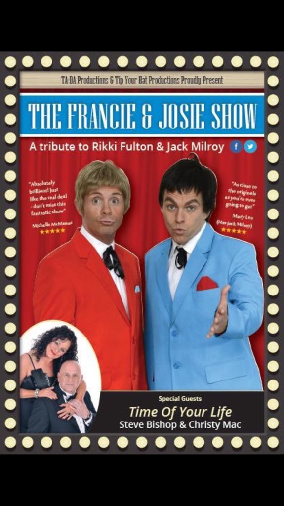 FRANCIEJOSIE1's tweet photo. Our 2016 Tour kicks off tomorrow at The Palace Theatre, Kilmarnock, then onto East Kilbride on Sat! #suresuresure https://t.co/EX28qa8xum