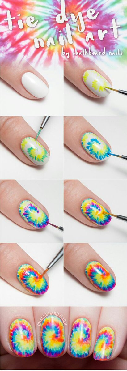 Step by step tie dye nail art <3