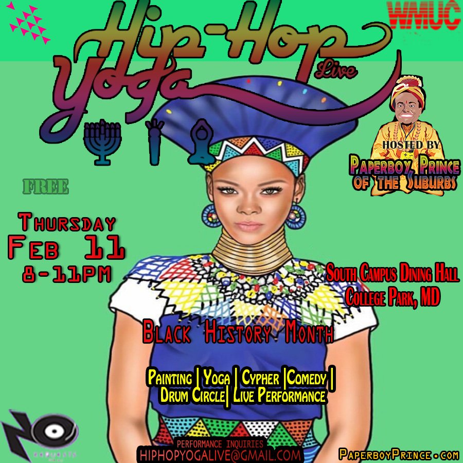 hiphopyogalive's tweet photo. ITS OUR TIME! #HHYL TONIGHT W @PaperboyPrince @NoRequestsTheDJ @420YP @dcRap #BLACKHISTORY WILL BE MADE! @wmucradio https://t.co/fQ8K4sa1t9