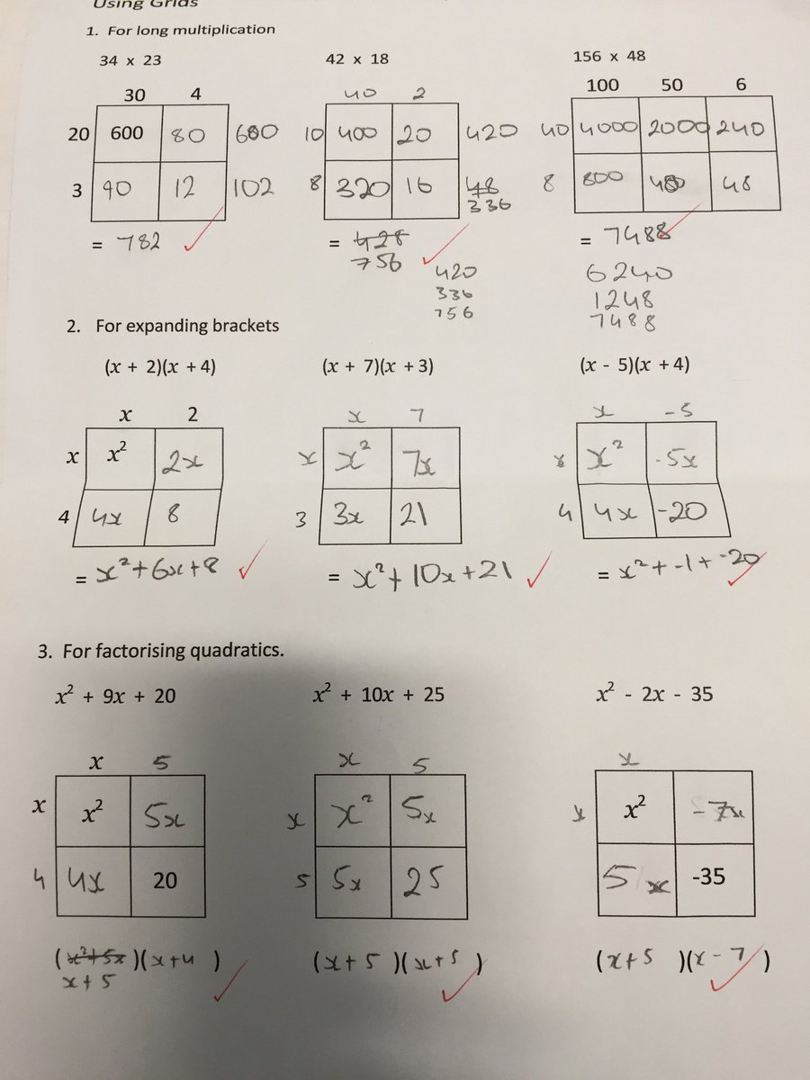 lhmaths's tweet photo. Using grids with year 10 set 5/6 #factorising https://t.co/65ZQQpjWP8
