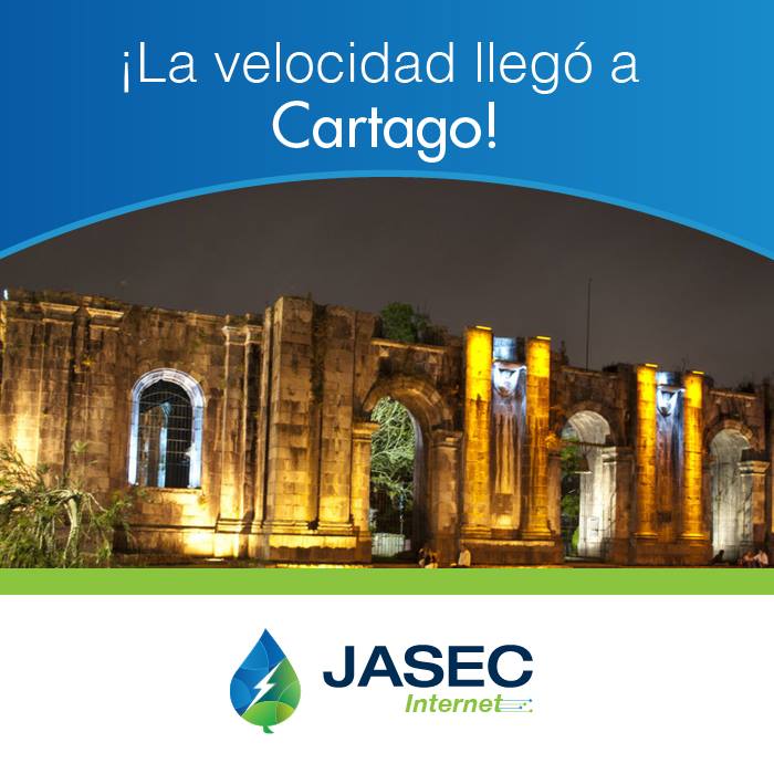JASECorporativo's tweet photo. ¡Cartago con la red de internet más veloz!
#JASECInternet https://t.co/44Pv4qt8wV