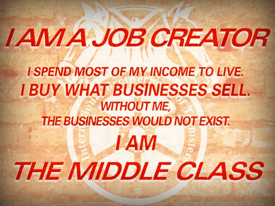 Working people are the real job creators - not Wall Street, not CEOs. Invest in the middle class. #1u