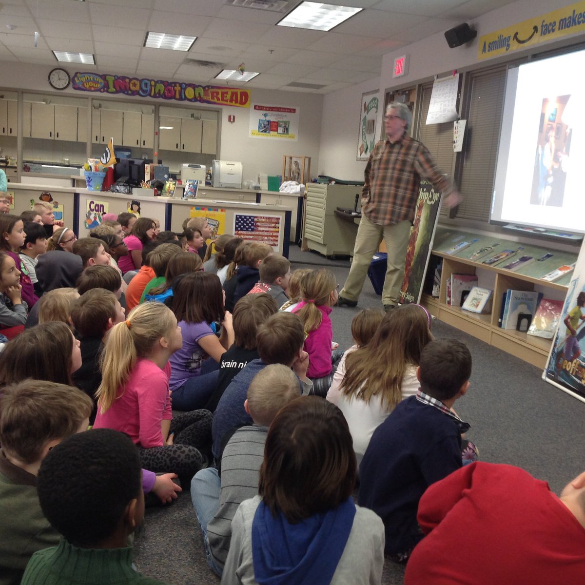 LaRue306WW's tweet photo. We love author visits! Geoffrey Saign is visiting today to tell us about writing #Whipeye @WestWoodSAGE @isd719 https://t.co/ZaYt3XUBDv