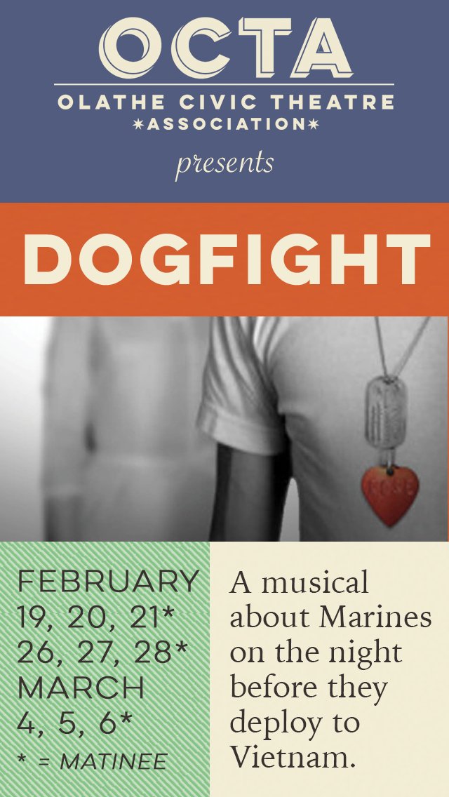OCTATheatre's tweet photo. This weekend: Valentine's Day! Next weekend? See Dogfight - a brilliant musical. Details: https://t.co/z8jKQufYbI https://t.co/B2OliYXeb7
