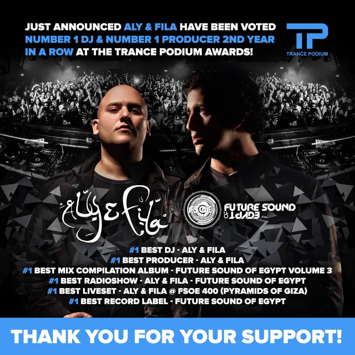 FSOEBirmingham's tweet photo. Huge congrats to @alyandfila @FsoeRecordings for winning the @TrancePodium awards of 2015. #TP2015 https://t.co/GACgcjaRkp
