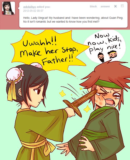 [Xing Cai and Guan Ping when they were younger]