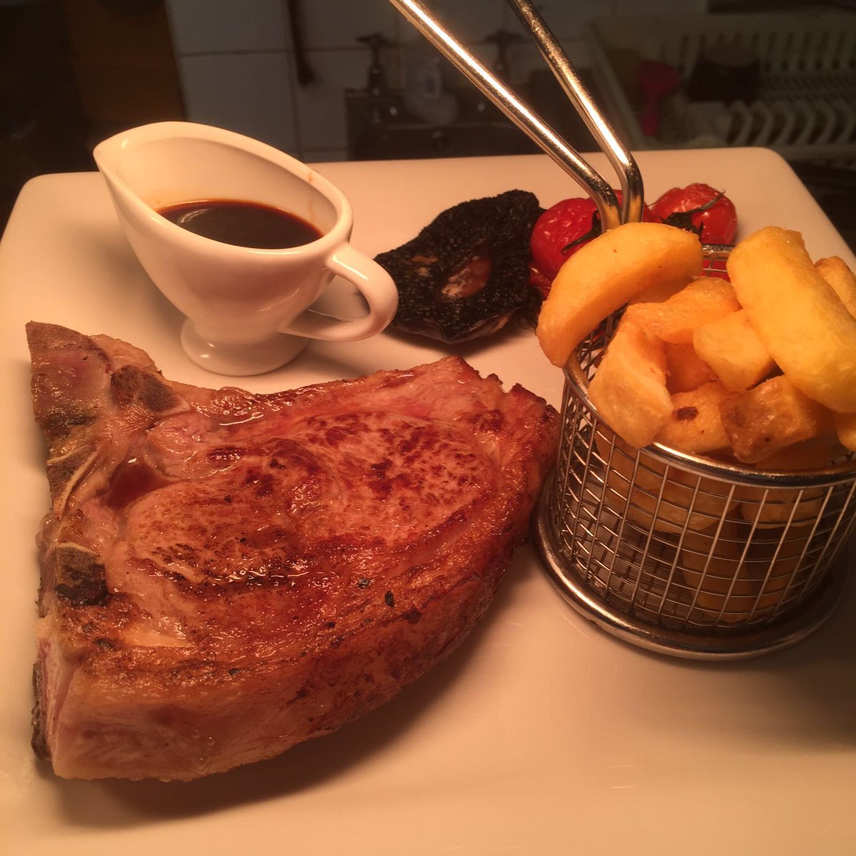 English Veal chop chips and gravy